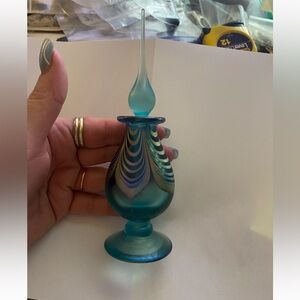 Vintage 1985 Stuart Abelman Glass Blue Perfume Bottle